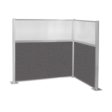 Versare Pre-Configured Hush Panel Cubicle (L Shape) 6' x 4' L-Build w/ Window Charcoal Gray Fabric 1869807